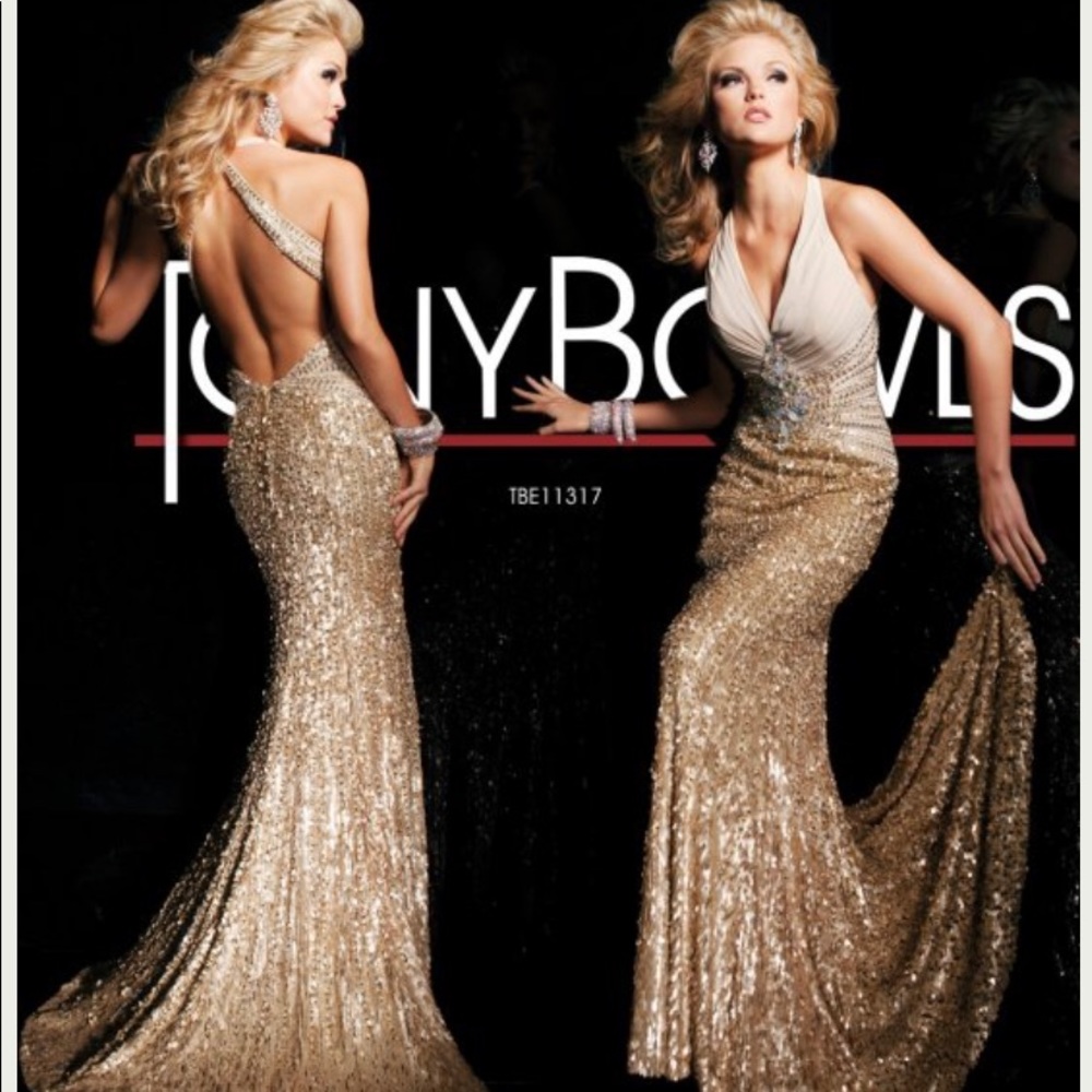 Tony Bowls Gold Pageant/Prom Dress